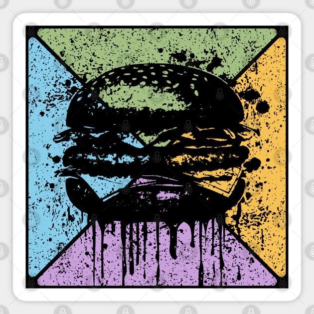 Dripping Hamburger Retro Pop Art – Grunge Fast Food Aesthetic Magnet by TuncGK
